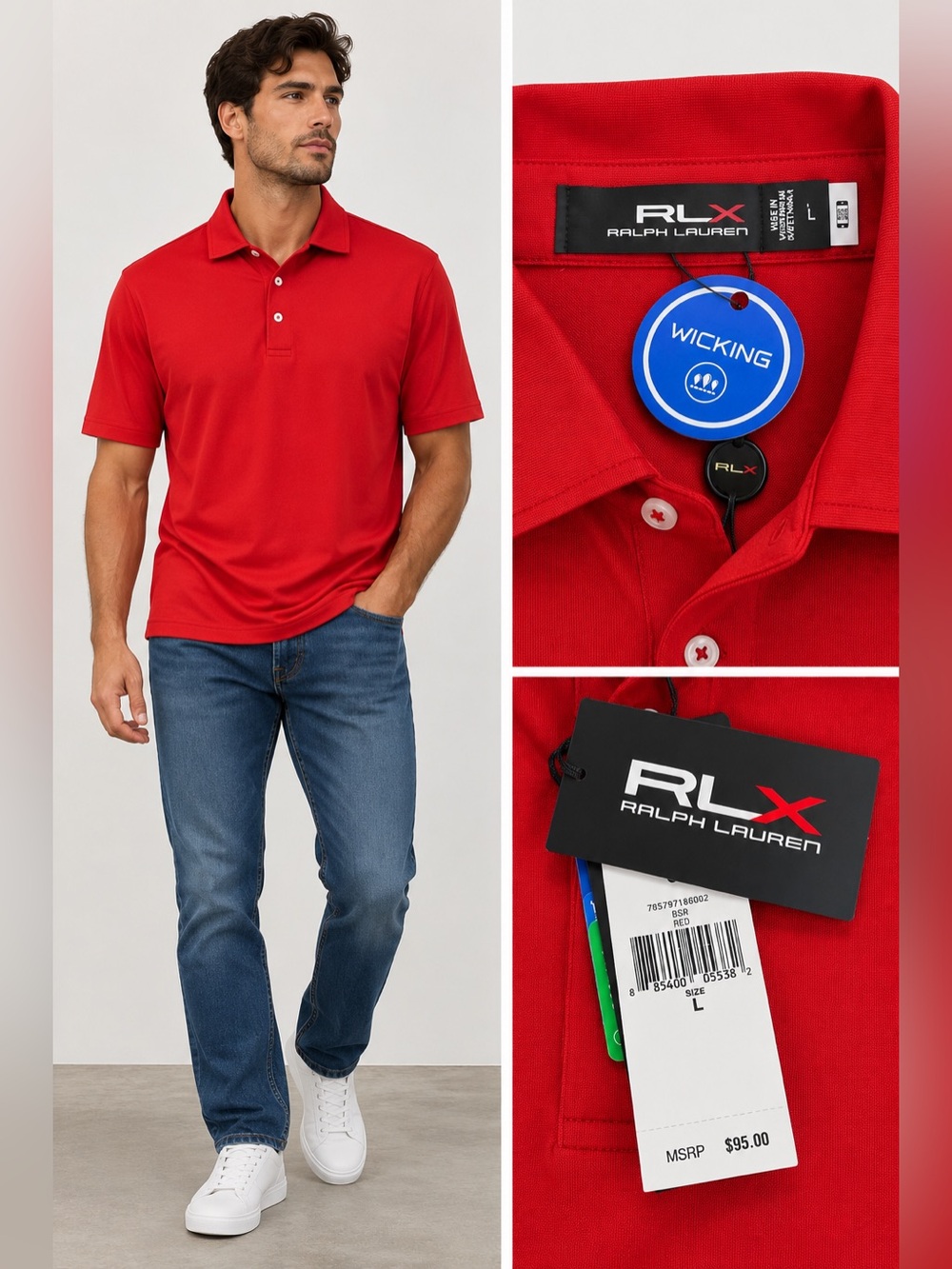 Ralph Lauren RLX Men’s Red Short-Sleeve Performance Polo size L